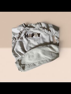 Jessica Simpson Light Gray 'Happy' Ruffle Sweatshirt And Carters Sweat Pant